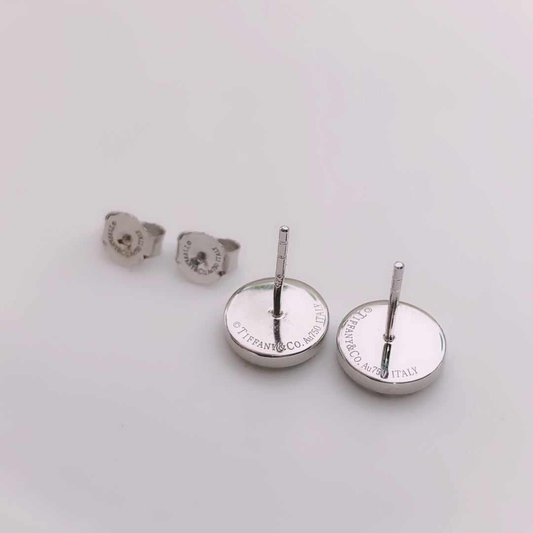 [Lumi Jewelry]TURQUOISE CIRCLE WHITE GOLD EARRINGS