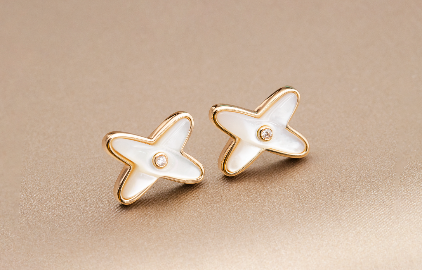 [Lumi Jewels]JEUX DE WHITE MOP ROSE GOLD DIAMOND EARRINGS