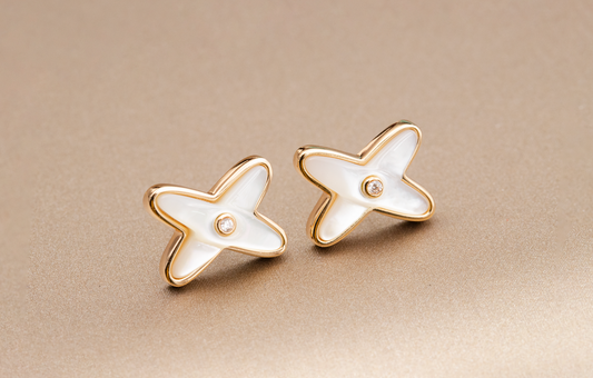 [Lumi Jewels]JEUX DE WHITE MOP ROSE GOLD DIAMOND EARRINGS