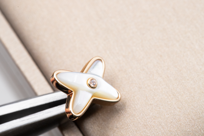 [Lumi Jewels]JEUX DE WHITE MOP PINK GOLD DIAMOND EARRINGS