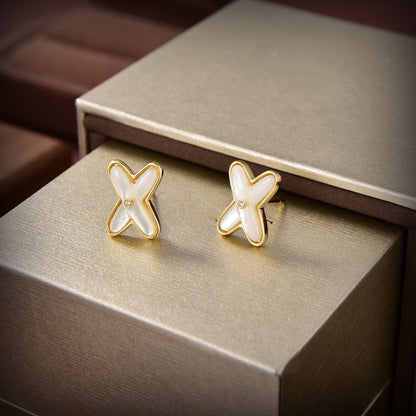 [Lumi Jewels]JEUX DE WHITE MOP GOLD DIAMOND EARRINGS