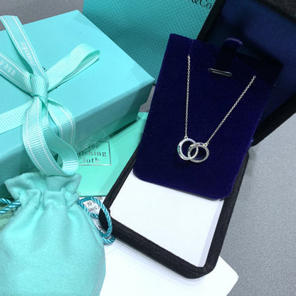 [Lumi Jewelry]INTERLOCKING CIRCLES PENDANT SILVER SMALL NECKLACE