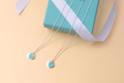 [Lumi Jewelry]DOUBLE HEART TAG PENDANT SILVER MINI NECKLACE