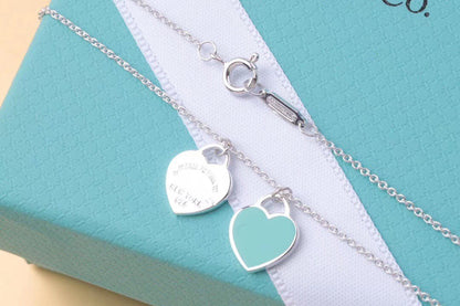 [Lumi Jewelry]DOUBLE HEART TAG PENDANT SILVER MINI NECKLACE
