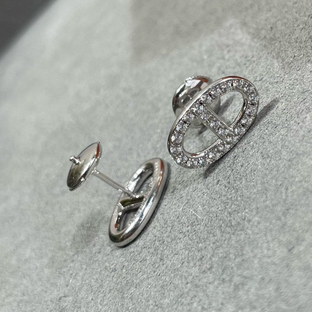 [Lumi Jewels]HM FULL DIAMOND PIG NOSE STUD EARRINGS