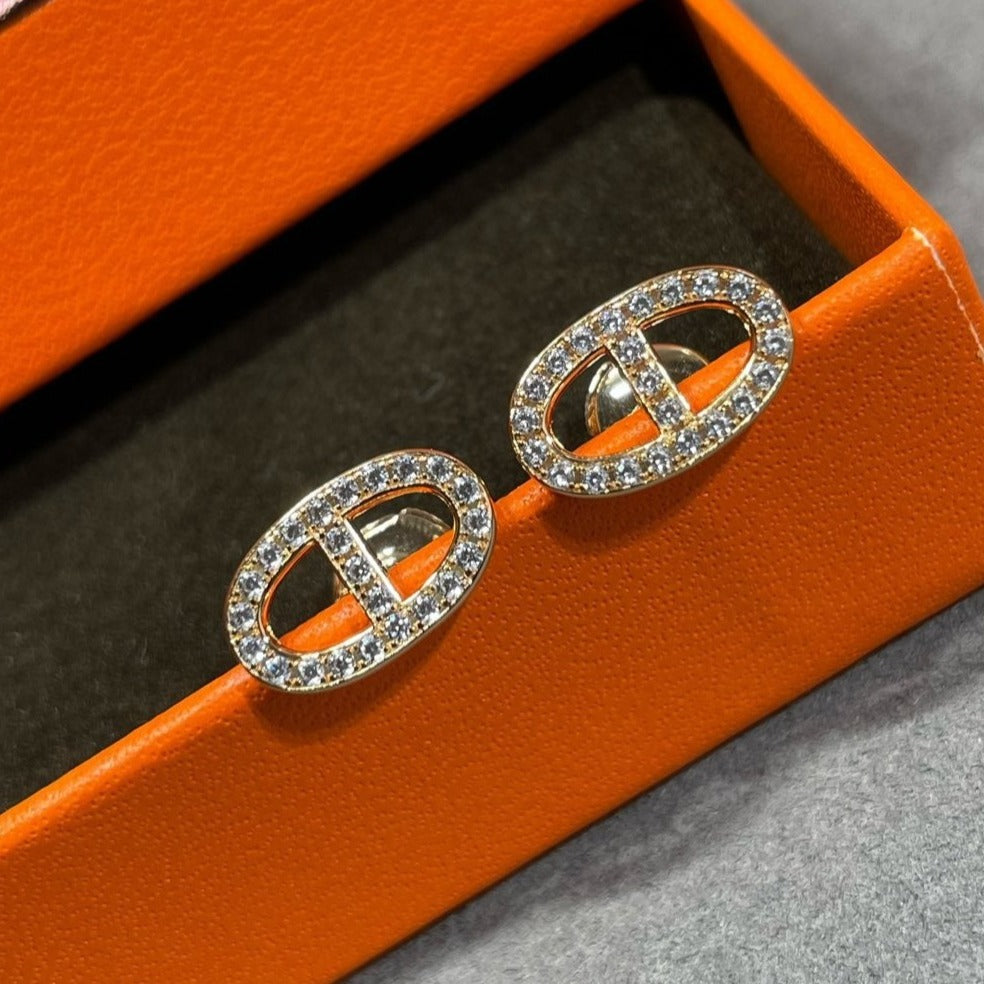 [Lumi Jewels]HM FULL DIAMOND PIG NOSE STUD EARRINGS