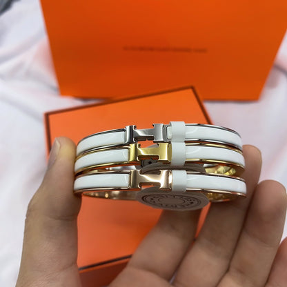 [Lumi Jewels]BRACELET CLASSIQUE ÉMAILLÉ BLANC HM CLIC 8MM