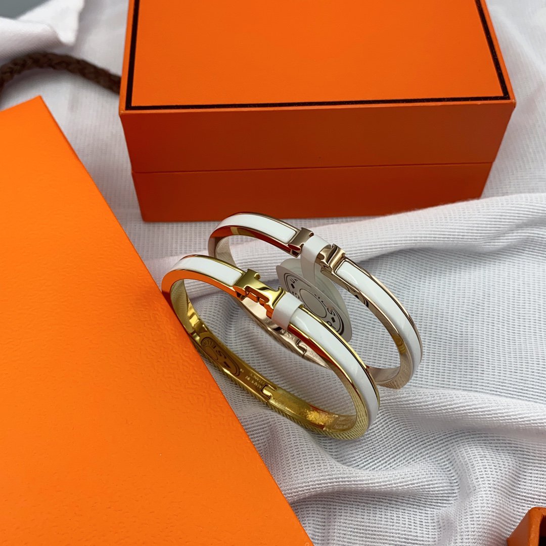[Lumi Jewels]BRACELET CLASSIQUE ÉMAILLÉ BLANC HM CLIC 8MM