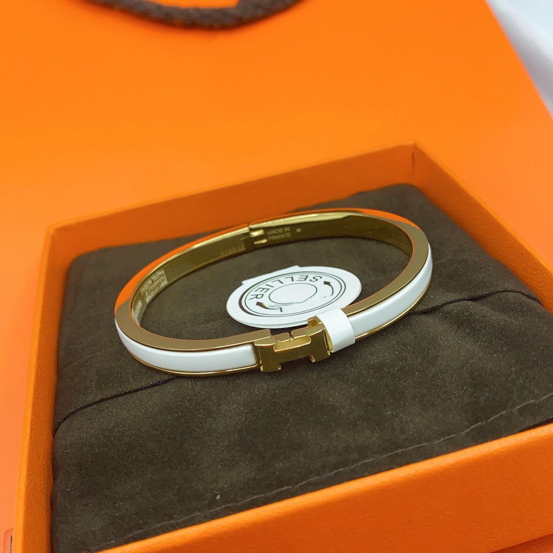 [Lumi Jewels]BRACELET CLASSIQUE ÉMAILLÉ BLANC HM CLIC 8MM