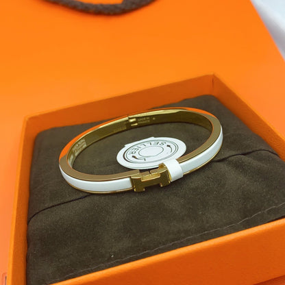 [Lumi Jewels]BRACELET CLASSIQUE ÉMAILLÉ BLANC HM CLIC 8MM