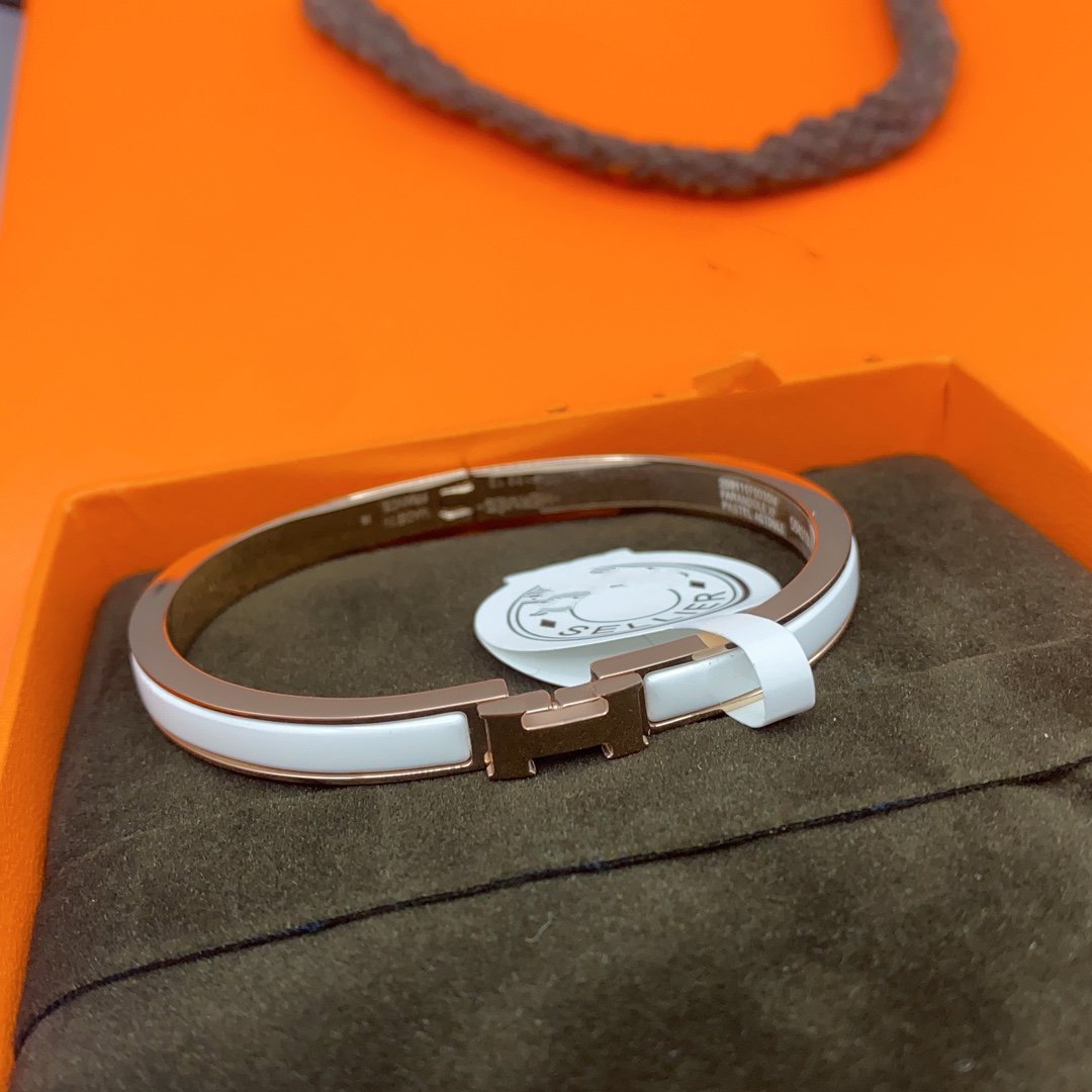 [Lumi Jewels]BRACELET CLASSIQUE ÉMAILLÉ BLANC HM CLIC 8MM