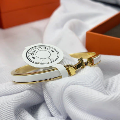 [Lumi Jewels]BRACELET CLASSIQUE ÉMAILLÉ BLANC HM CLIC 8MM