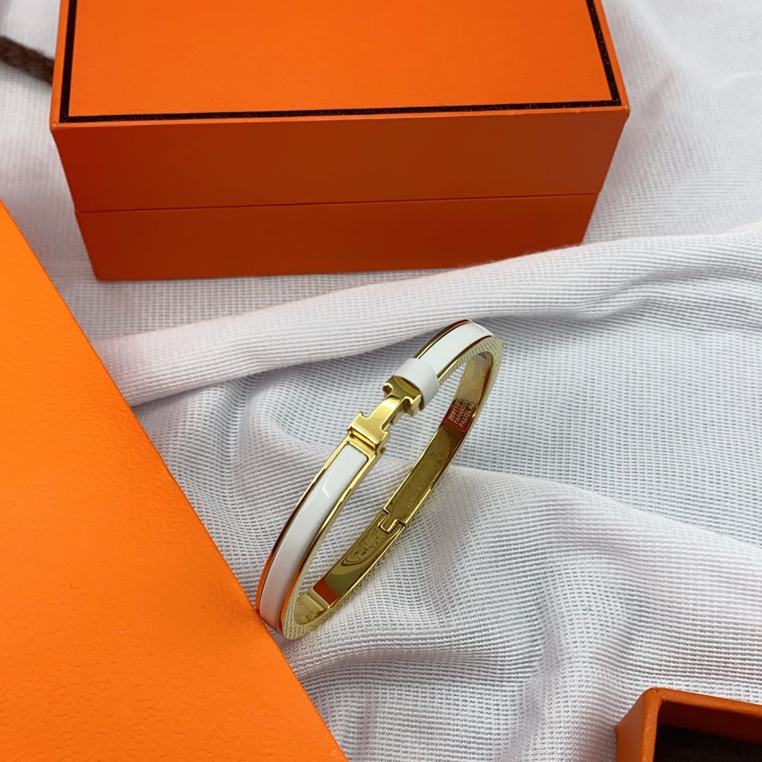 [Lumi Jewels]BRACELET CLASSIQUE ÉMAILLÉ BLANC HM CLIC 8MM