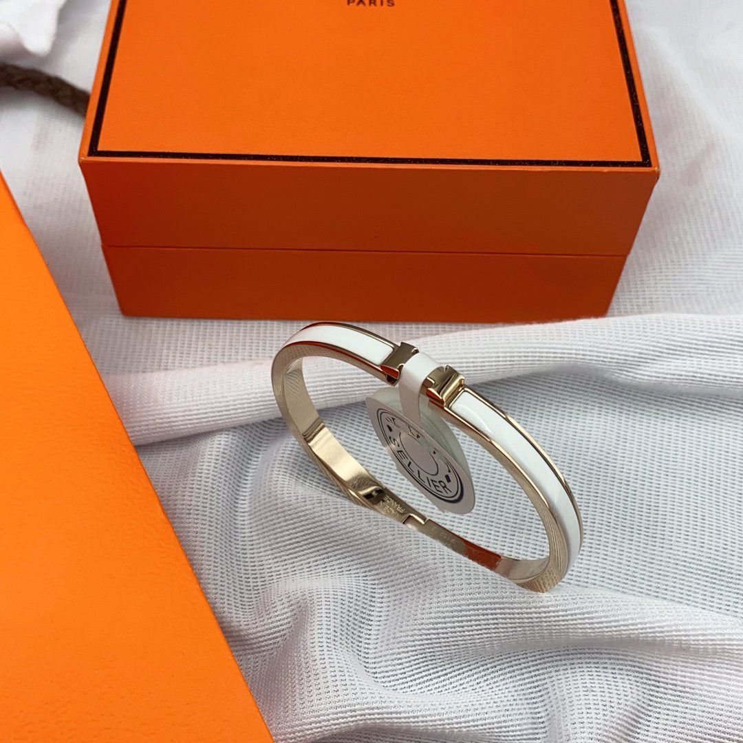 [Lumi Jewels]BRACELET CLASSIQUE ÉMAILLÉ BLANC HM CLIC 8MM