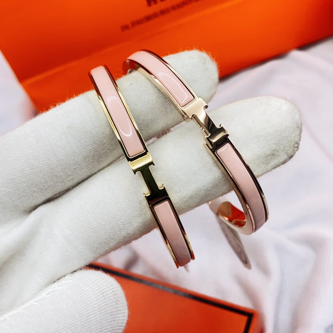 [Lumi Jewels]BRACELET CLASSIQUE HM CLIC ÉMAIL ROSE 8MM