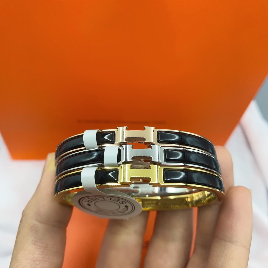 [Lumi Jewels]BRACELET CLIC CLASSIQUE HM NOIR 8MM ÉMAILLÉ