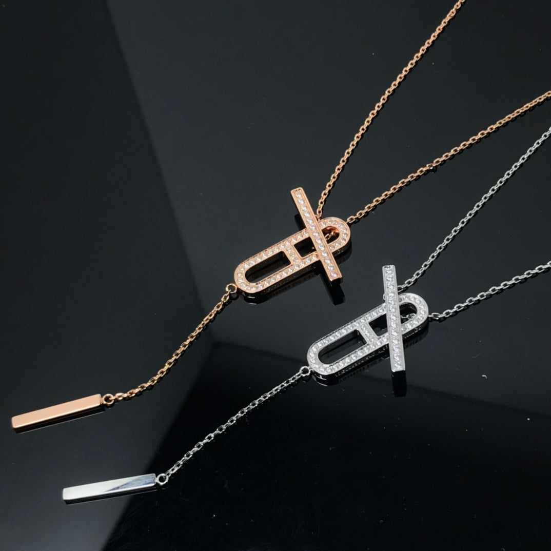 [Lumi Jewels]HM COLLIER PLATINE OR ROSE DIAMANT