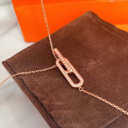 [Lumi Jewels]HM COLLIER PLATINE OR ROSE DIAMANT