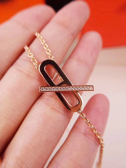 [Lumi Jewels]HM COLLIER PLATINE OR ROSE DIAMANT