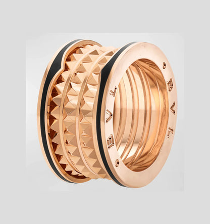 [Lumi Jewels]ZERO 1 ROCK CÉRAMIQUE NOIRE OR ROSE GRAND MODÈLE