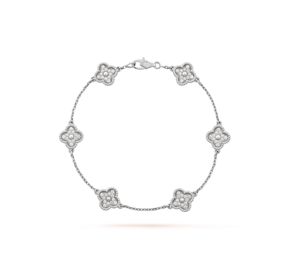 [Lumi Jewels]BRACELET CLOVER 6 MOTIF ARGENT DIAMANT