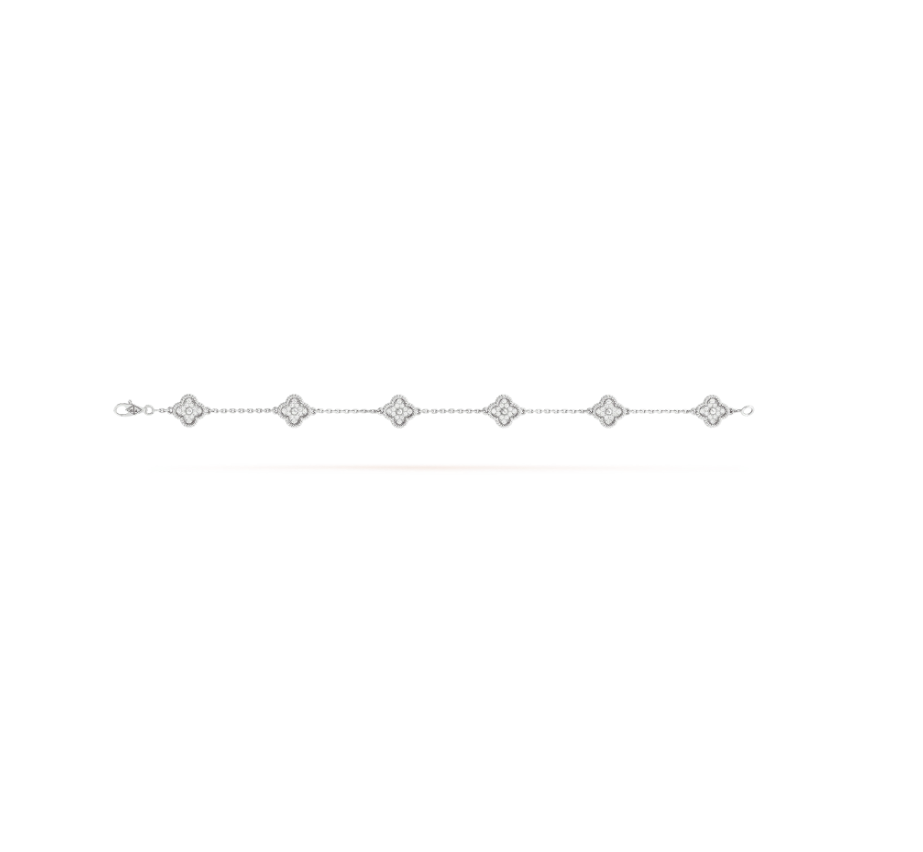 [Lumi Jewels]BRACELET CLOVER 6 MOTIF ARGENT DIAMANT