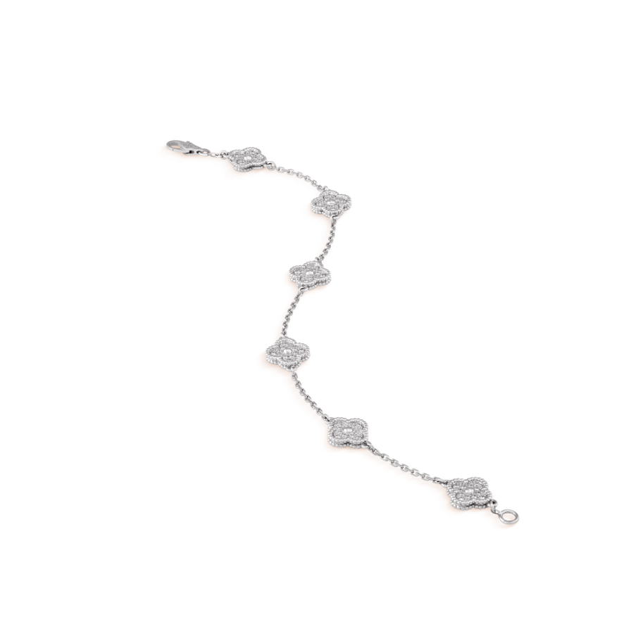 [Lumi Jewels]BRACELET CLOVER 6 MOTIF ARGENT DIAMANT