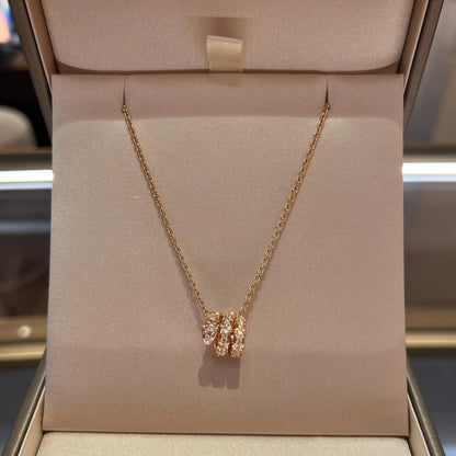 [Lumi Jewels]COLLIER SERPENTI OR ROSE DOUBLE BAGUE DIAMANT