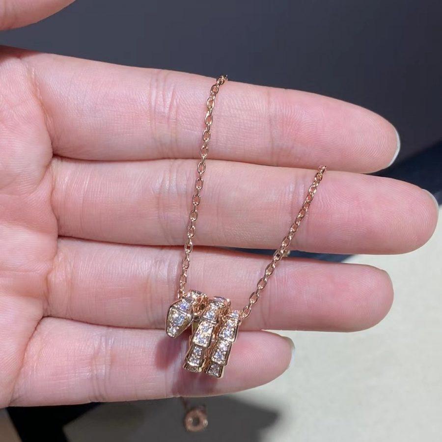 [Lumi Jewels]COLLIER SERPENTI OR ROSE DOUBLE BAGUE DIAMANT