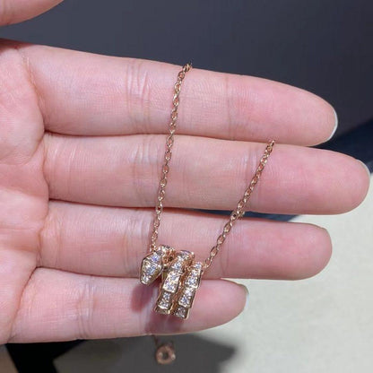 [Lumi Jewels]COLLIER SERPENTI OR ROSE DOUBLE BAGUE DIAMANT