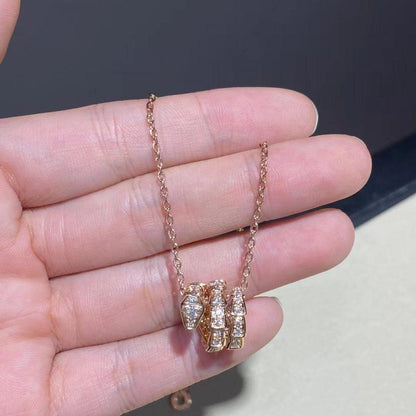 [Lumi Jewels]COLLIER SERPENTI OR ROSE DOUBLE BAGUE DIAMANT