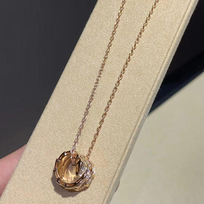 [Lumi Jewels]COLLIER SERPENTI OR ROSE DOUBLE BAGUE DIAMANT