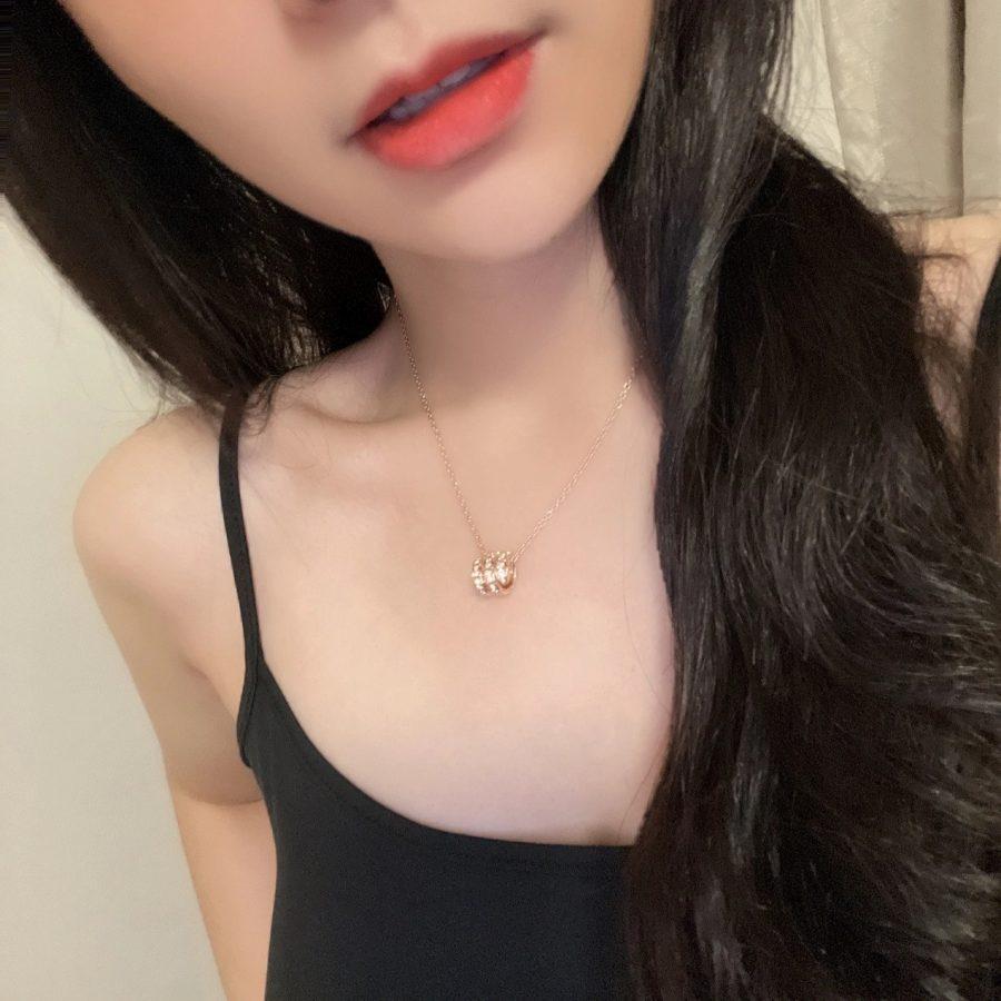 [Lumi Jewels]COLLIER SERPENTI OR ROSE DOUBLE BAGUE DIAMANT