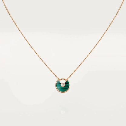 [Lumi Jewels]COLLIER AMULETTE MALACHITE OR ROSE