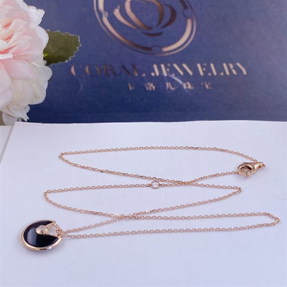 [Lumi Jewels]COLLIER ONYX OR ROSE AMULETTE