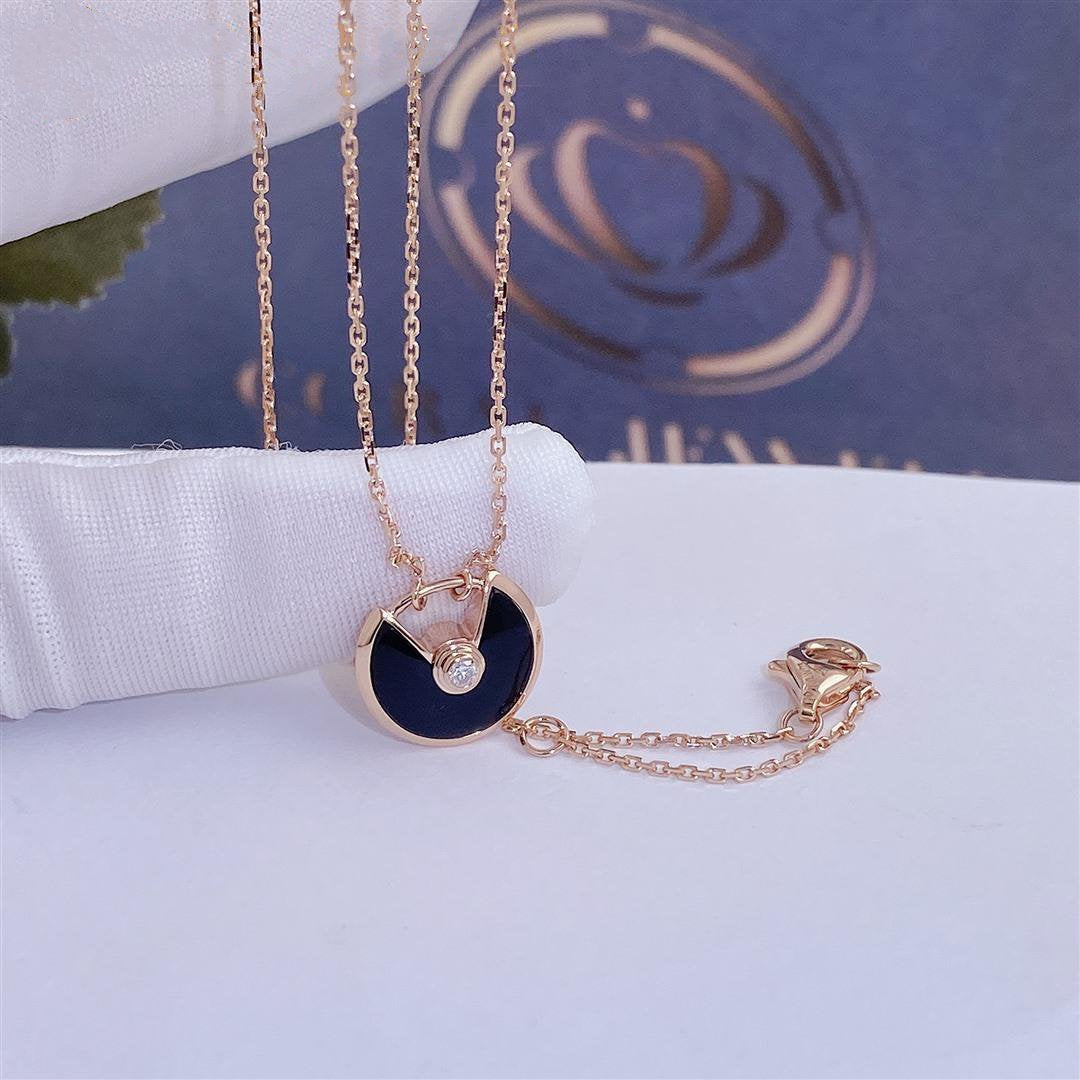 [Lumi Jewels]COLLIER ONYX OR ROSE AMULETTE