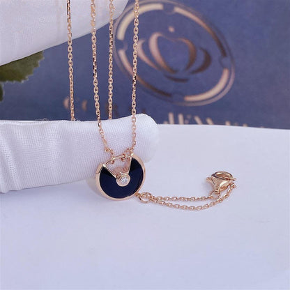 [Lumi Jewels]COLLIER ONYX OR ROSE AMULETTE