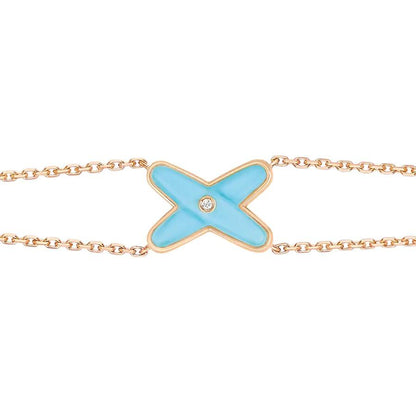 [Lumi Jewels]JEUX BRACELET TURQUOISE PINK GOLD 1 DIAMOND