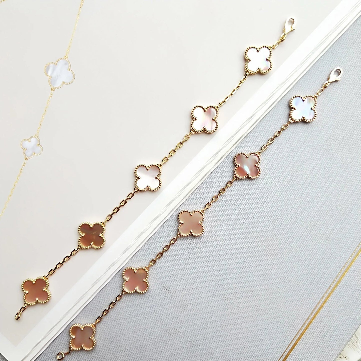 [Lumi Jewels]CLOVER 5 PINK MOP BRACELET