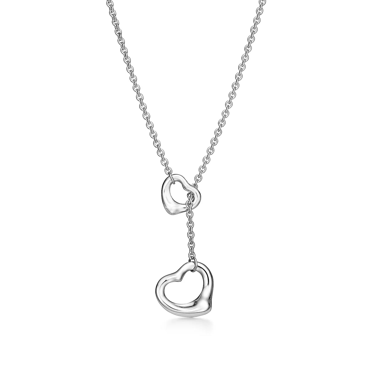 [Lumi Jewelry]OPEN HEART LARIAT NECKLACE SILVER