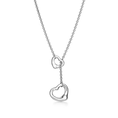 [Lumi Jewelry]OPEN HEART LARIAT NECKLACE SILVER