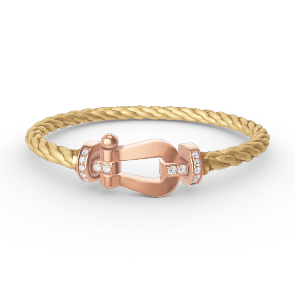 [Lumi Jewels]BRACELET FER À CHEVAL LARGE MOITIÉ DIAMANT OR ROSE