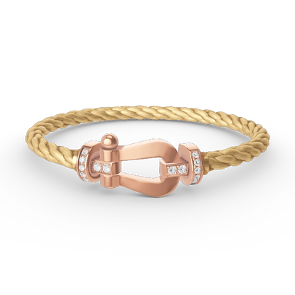 [Lumi Jewels]BRACELET FER À CHEVAL LARGE MOITIÉ DIAMANT OR ROSE