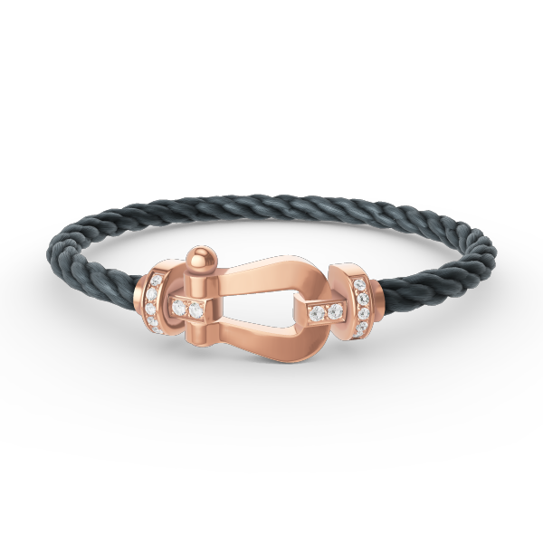 [Lumi Jewels]BRACELET FER À CHEVAL LARGE MOITIÉ DIAMANT OR ROSE