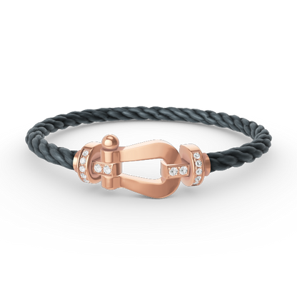 [Lumi Jewels]BRACELET FER À CHEVAL LARGE MOITIÉ DIAMANT OR ROSE