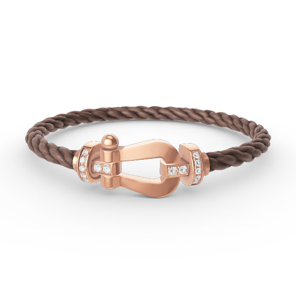[Lumi Jewels]BRACELET FER À CHEVAL LARGE MOITIÉ DIAMANT OR ROSE