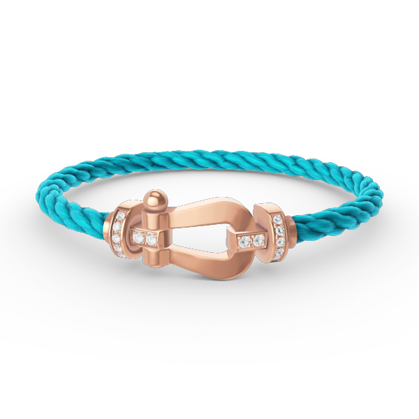 [Lumi Jewels]BRACELET FER À CHEVAL LARGE MOITIÉ DIAMANT OR ROSE