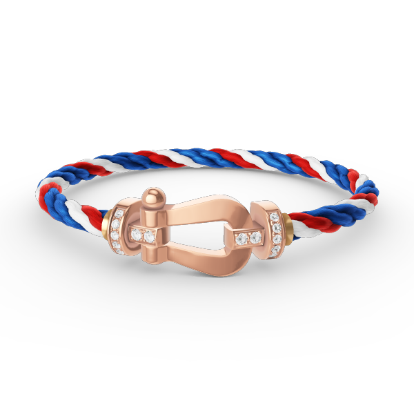 [Lumi Jewels]BRACELET FER À CHEVAL LARGE MOITIÉ DIAMANT OR ROSE