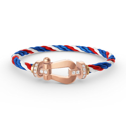 [Lumi Jewels]BRACELET FER À CHEVAL LARGE MOITIÉ DIAMANT OR ROSE