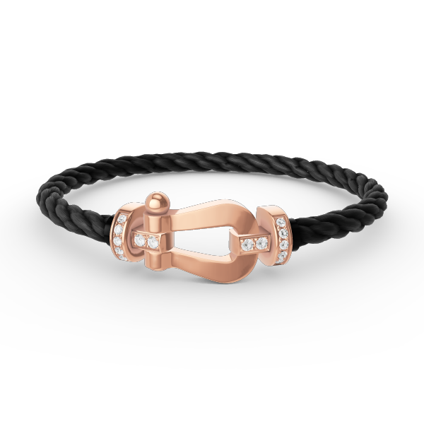 [Lumi Jewels]BRACELET FER À CHEVAL LARGE MOITIÉ DIAMANT OR ROSE